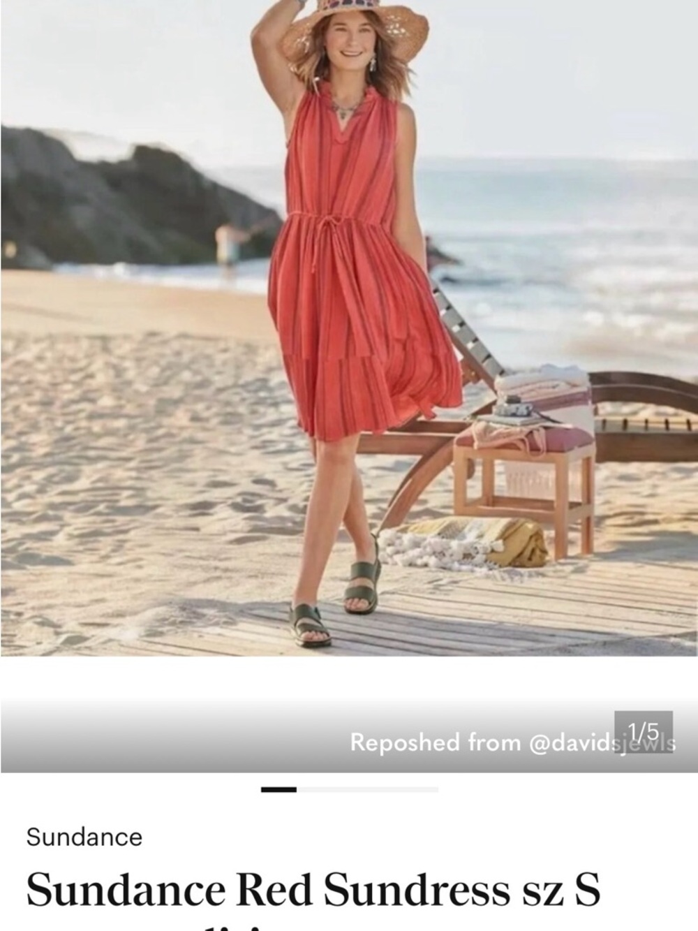 Sundance Coral-Striped Sleeveless Sundress XS (S)